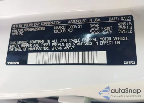 2024 Volvo S60 B5 Plus Black Edition from USA, damaged, VIN 7JRL12FH5RG290339